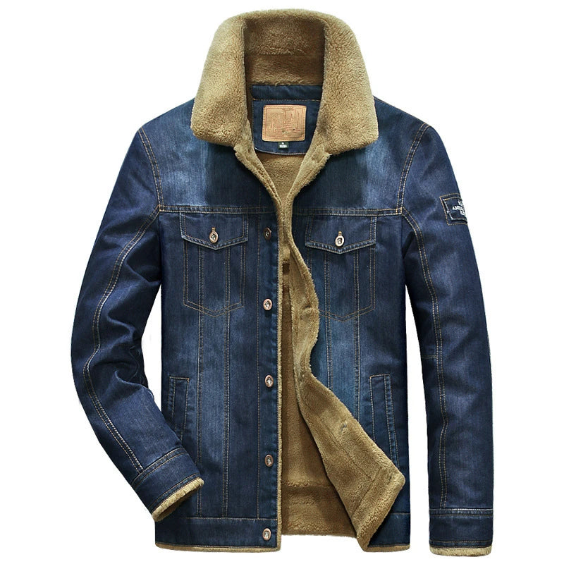 Herren Windbreaker Fleece dicke warme Winter Jeans Jacke