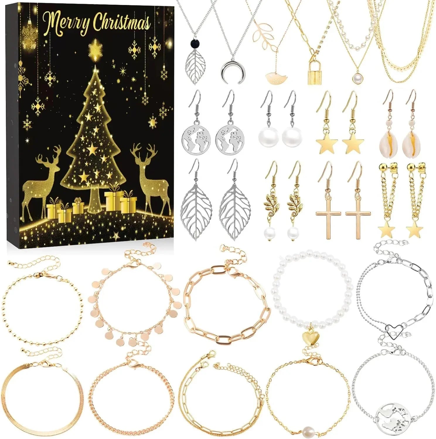 Christmas decorations Advent calendar 24-day countdown to the Christmas calendar Trendy jewelry set