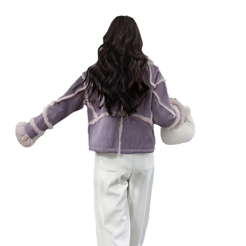 Damen Lamm Pelz & Leder Jacke