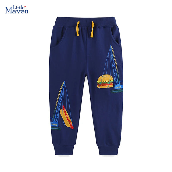 Little Maven Baby Jungen Jogginghose Stickerei Hamburger Bagger