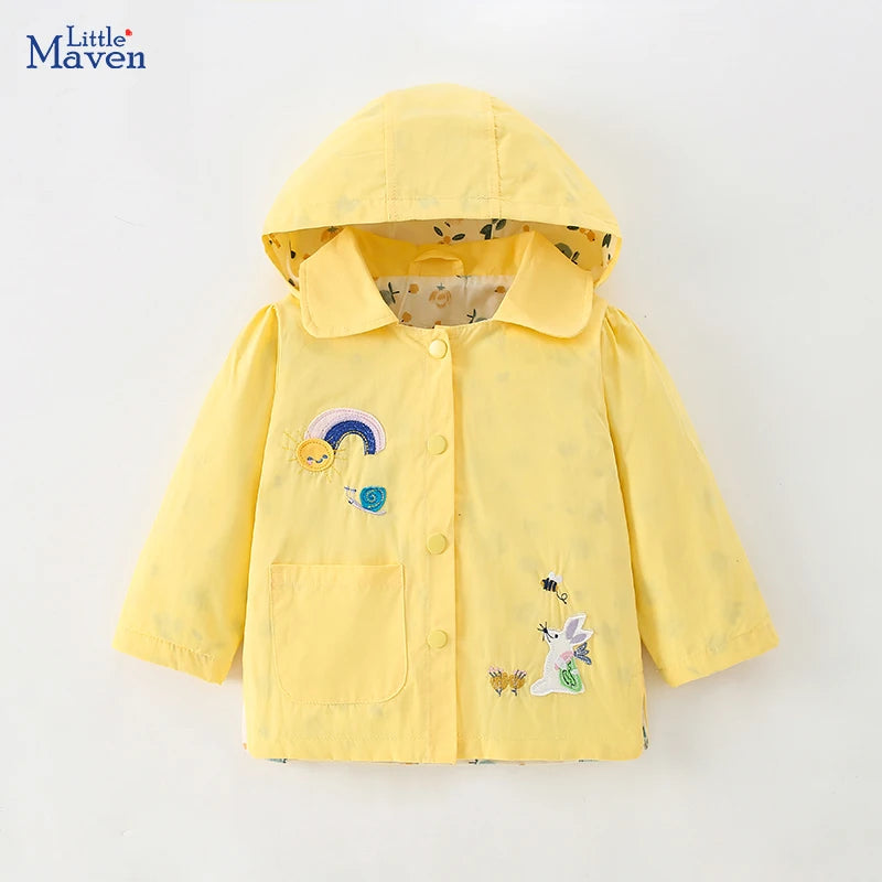 Little Maven Baby Mädchen Baumwolle Jacke mit Kapuze Cartoon Regenbogen