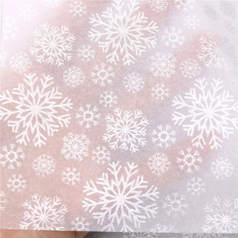 Papier de soie d'emballage imprimé flocon de neige, 10 pièces/sac, pour noël, nouvel an, noël