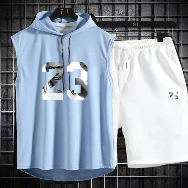 Zweiteiliges lässiges Sommer T-Shirt + Shorts Set für Herren Sportanzug