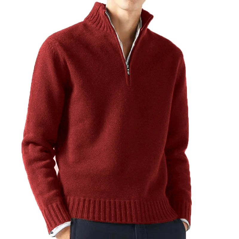 Herren Pullover mit Stehkragen einfarbig