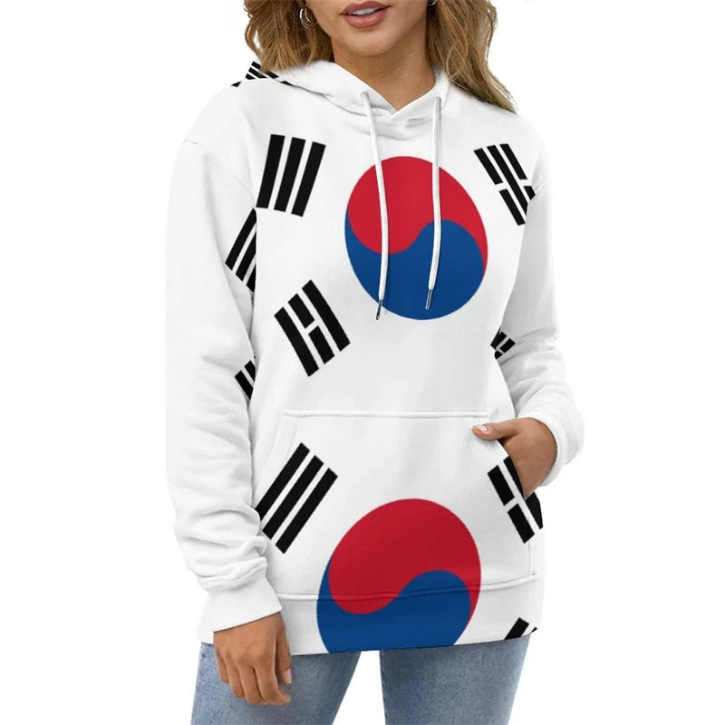 Unisex Hoodie Koreanische Flagge bedruckt, mit Kapuze