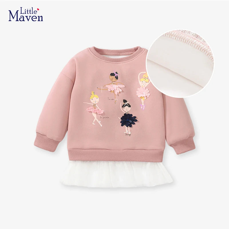 Little Maven Baby Mädchen Sweatshirt warmer Fleece Cartoon Ballett Mädchen