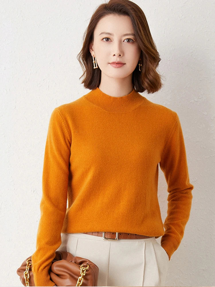 Women's cashmere touch high neck sweater