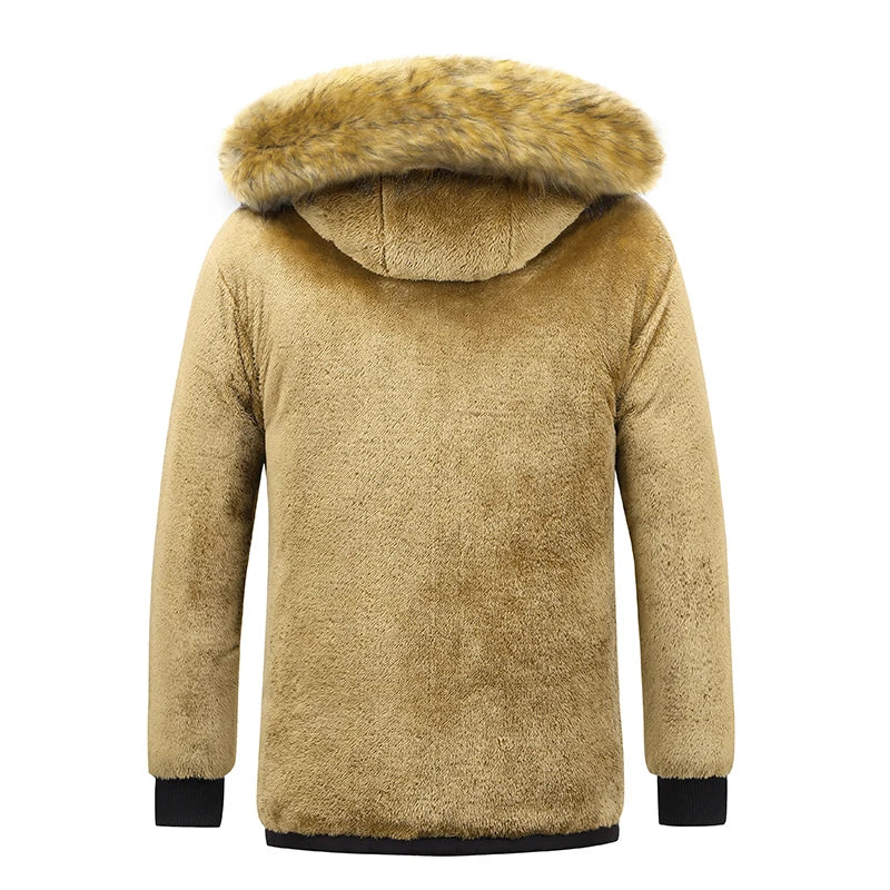 Klassische Casual Winter Fleece Parka Jacke für Herren, Winddicht und Kapuze