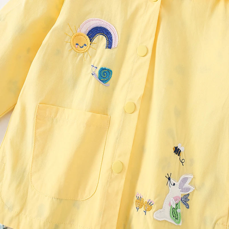 Little Maven Baby Girls Cotton Jacket with Hood Cartoon Rainbow
