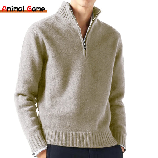 Herren Pullover mit Stehkragen einfarbig