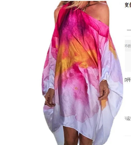 Langes One Shoulder Strand Sommer Kleid