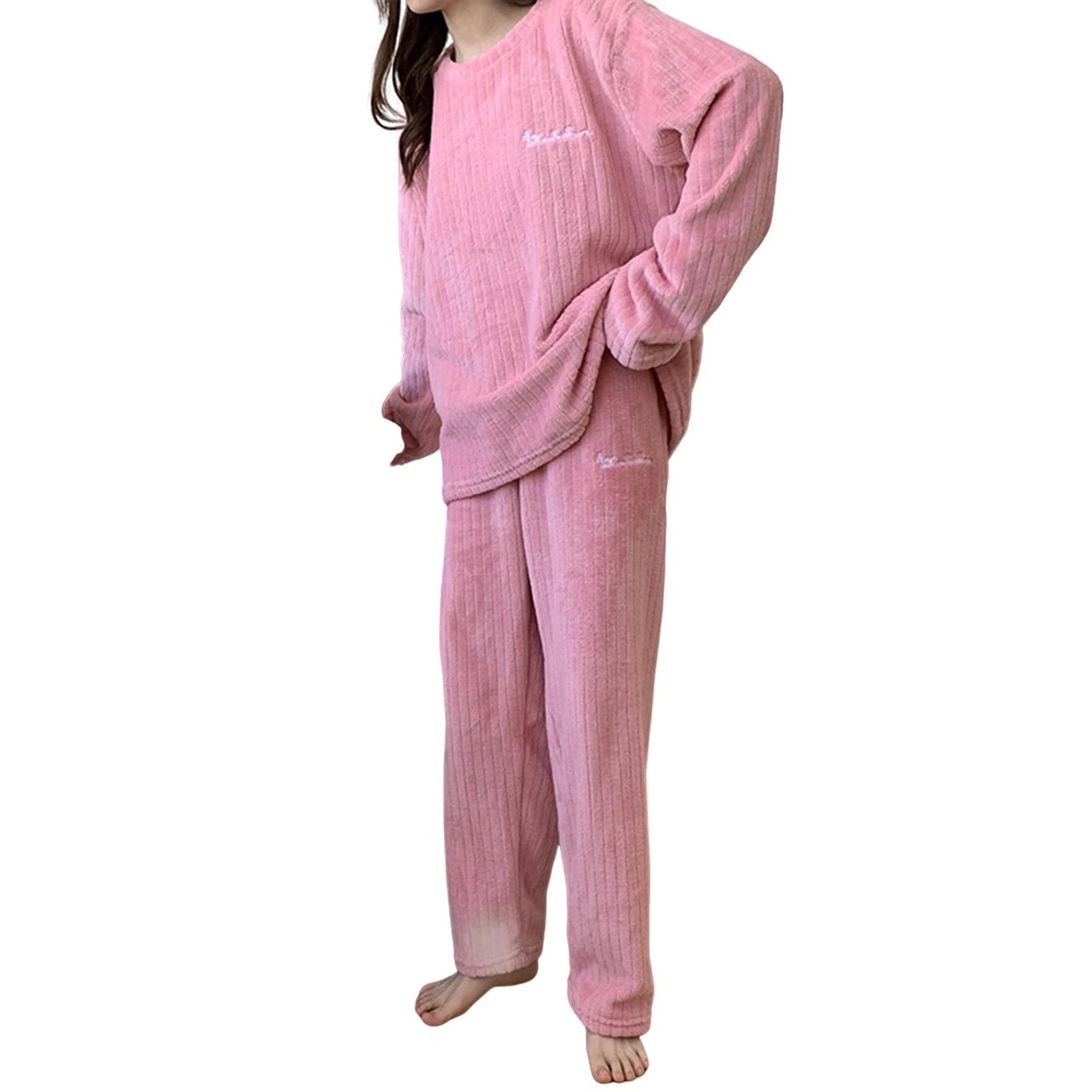 Weibliches Samt Pyjama Set Fleece Hosenanzug Nachtwäsche Loungewear