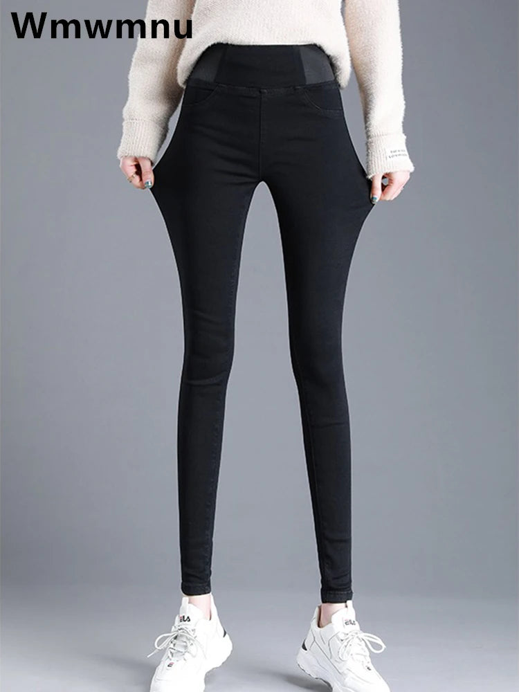 Damen Skinny Pencil Jeans hohe Taille schlanke Jeans Hose Stretch Leggings