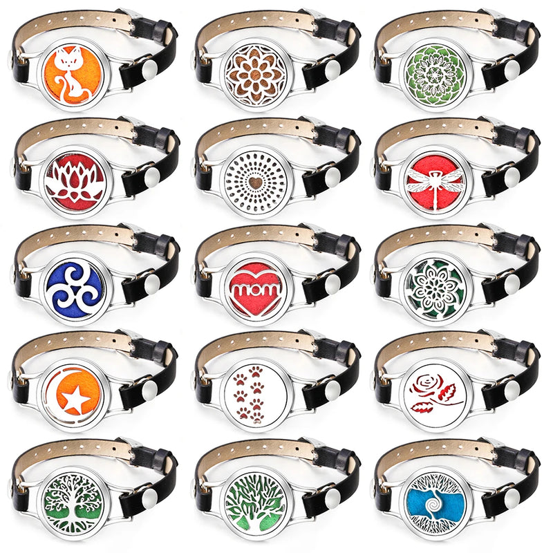 Duftarmband Ätherisches Öl Parfüm Diffusor Medaillons Leder Armband