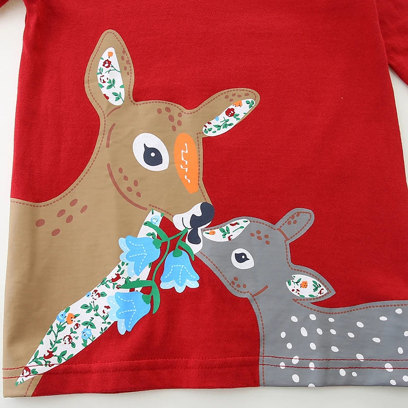 Little Maven Baby Mädchen Oberteil Top Cartoon Hirsch