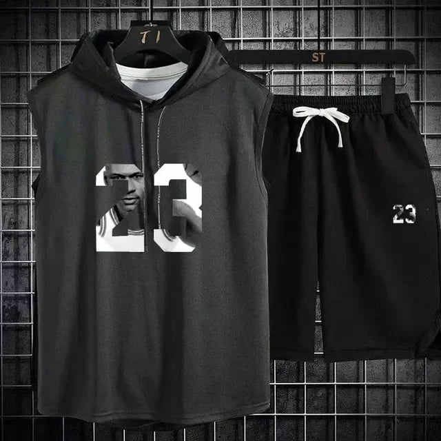 Zweiteiliges lässiges Sommer T-Shirt + Shorts Set für Herren Sportanzug