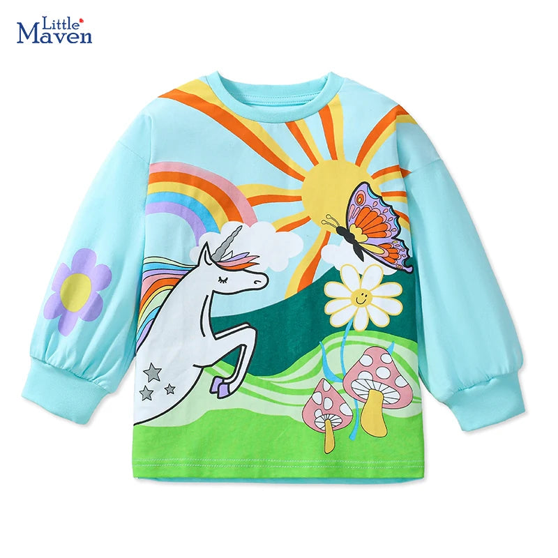 Little Maven Baby Mädchen Top Cartoon Einhorn