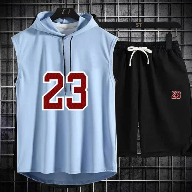 Zweiteiliges lässiges Sommer T-Shirt + Shorts Set für Herren Sportanzug