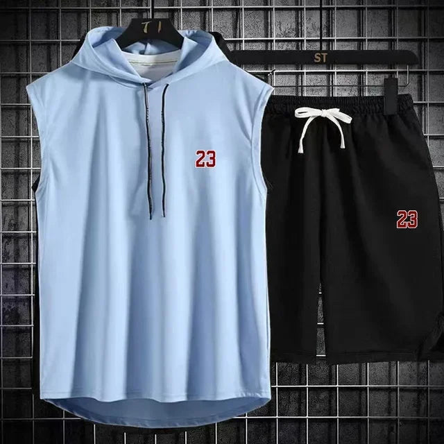 Zweiteiliges lässiges Sommer T-Shirt + Shorts Set für Herren Sportanzug