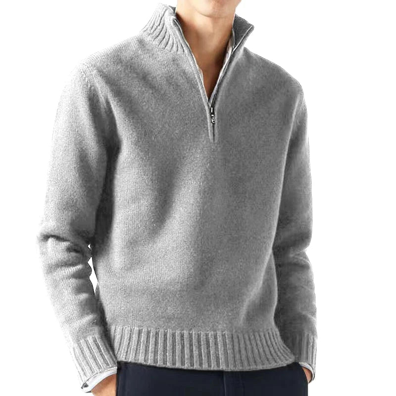Herren Pullover mit Stehkragen einfarbig