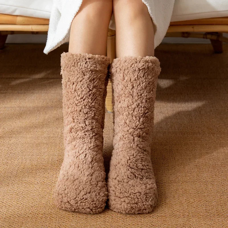 Damen dicke warme Fleece Anti-Rutsch Socken