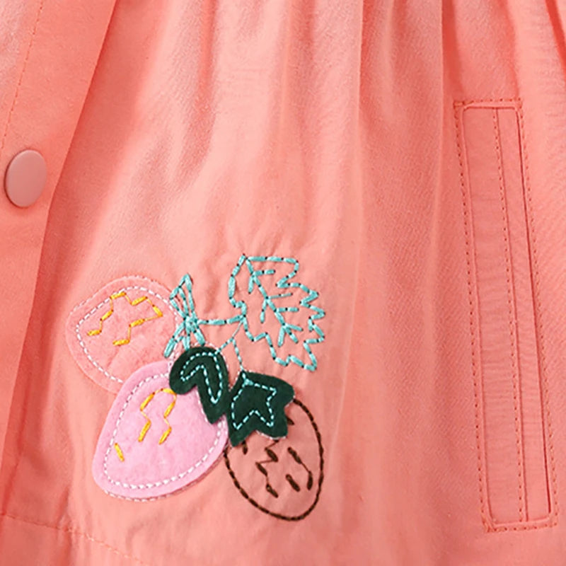 Little Maven Baby Girls Jacket Coat Embroidery Strawberry