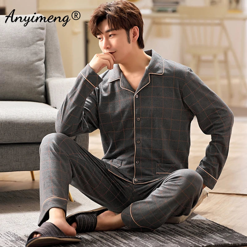 Übergrößen Herren Pyjamas Männer Loungewear Schlafanzug