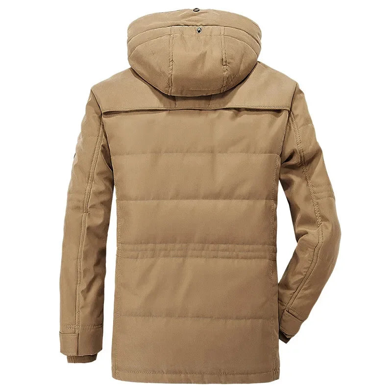 Herren warme Fleece Parka abnehmbare Kapuze