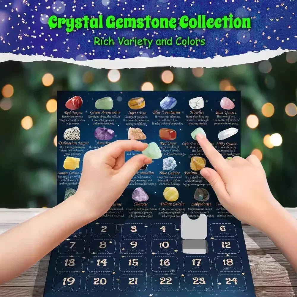 Advent calendar natural &amp; pure natural stone crystals Christmas gift box 24 days
