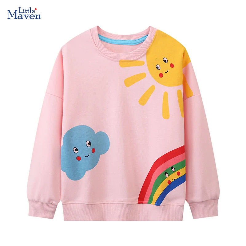 Little Maven Baby Mädchen Sweatshirt Top Cartoon Sonne Regenbogen