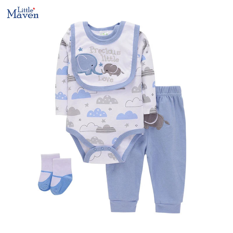 Little Maven Baby Strampler Set 4-teilig Baumwolle