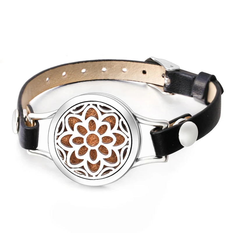 Duftarmband Ätherisches Öl Parfüm Diffusor Medaillons Leder Armband