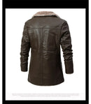 Men's Plush Leather Jacket Warm Winter Leather Coat