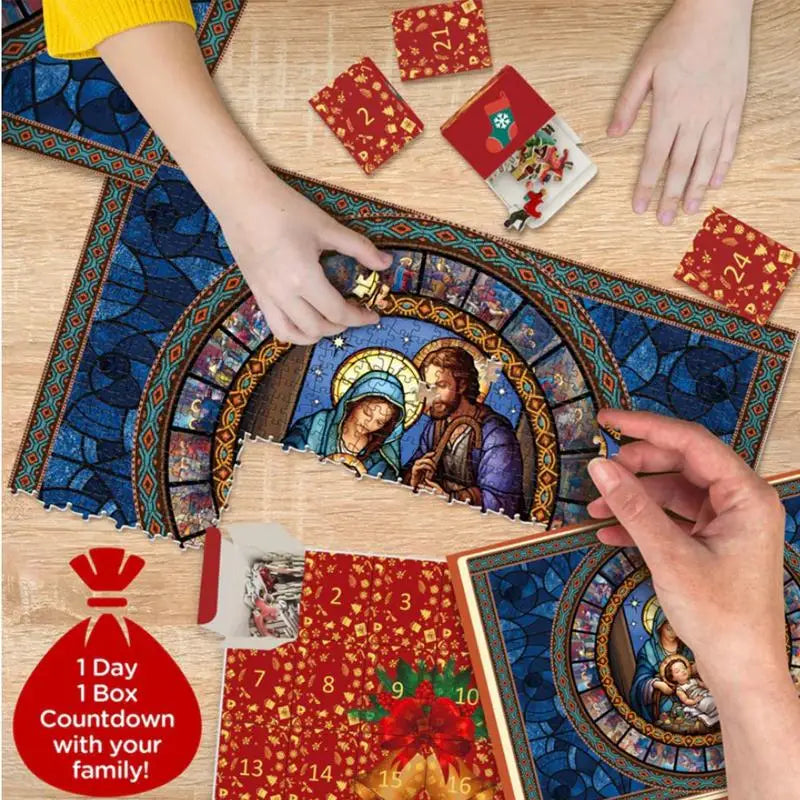 Krippe Puzzle Adventskalender 24-Tage-Weihnachts-Countdown-Kalender