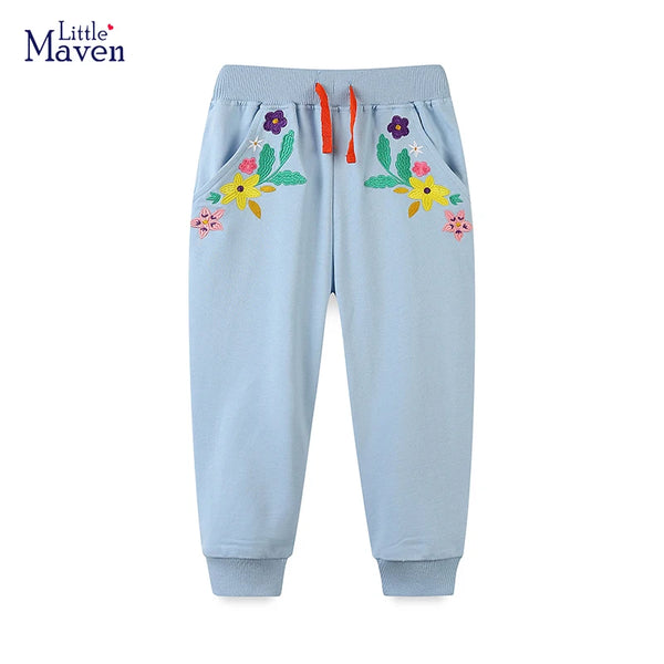 Little Maven Baby Mädchen Baumwollhose Jogginghose mit bestickten Blumen 