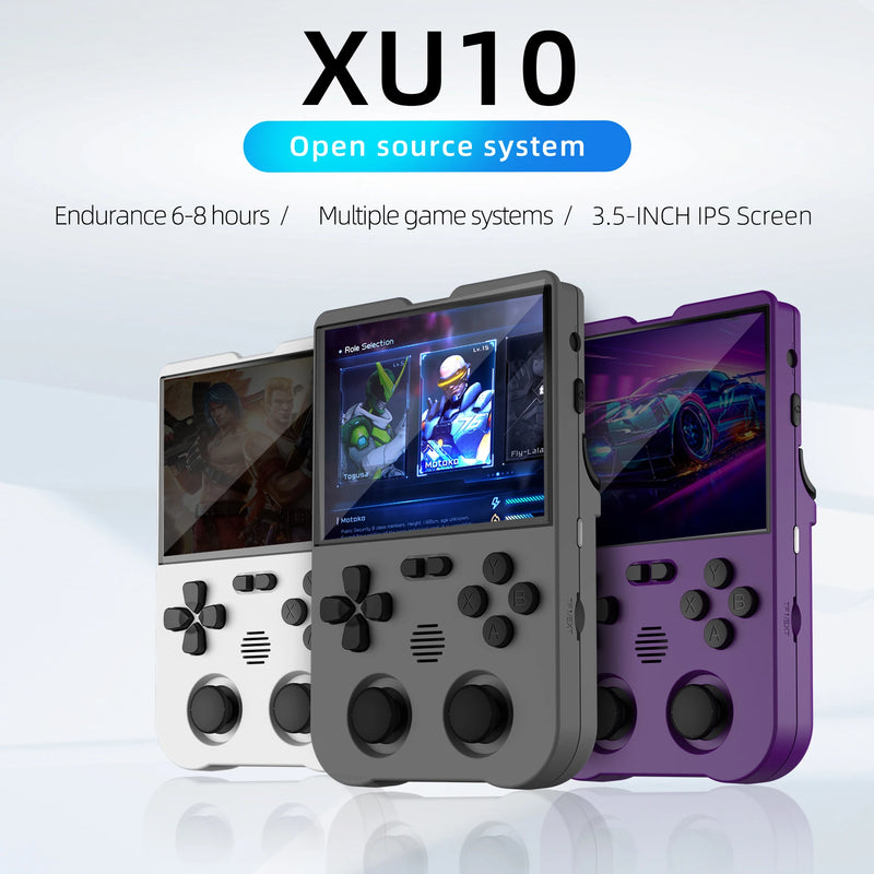 Ampown XU10 Handheld-Spielkonsole, 3,5-Zoll-IPS-Bildschirm, 3000-mAh-Akku, Linux-System, integrierte Retro-Spiele, tragbare Videospielkonsole