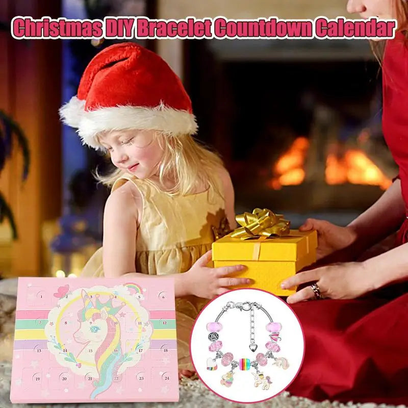 Adventkalender Weihnachten Einhörner Charme Armband Countdown Kalender 24 Tage