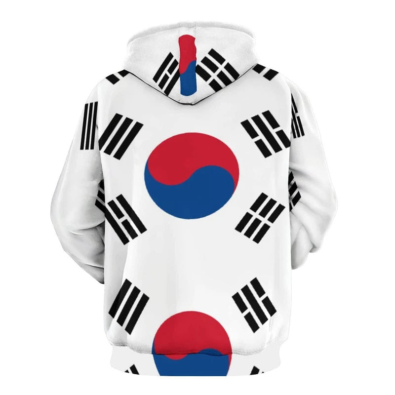 Unisex Hoodie Koreanische Flagge bedruckt, mit Kapuze