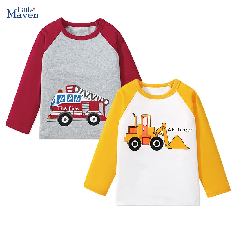 Little Maven Baby Jungen Top Cartoon Fahrzeuge