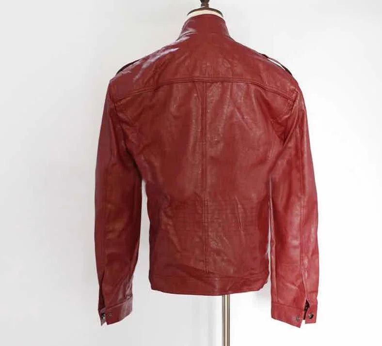Herren Kunstleder Casual High-End-Mode Jacke mit Stehkragen