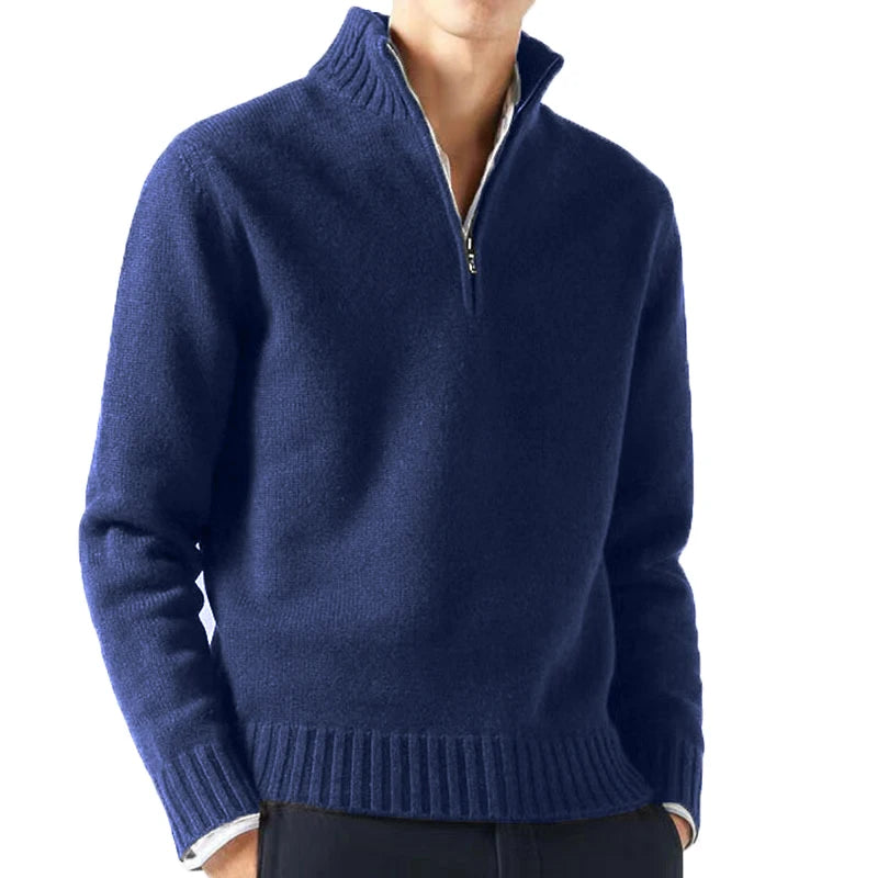 Herren Pullover mit Stehkragen einfarbig