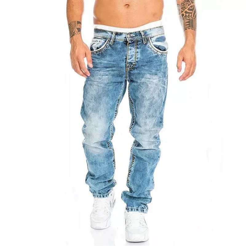 Jeans pour hommes marques droit Stretch Slim Jean Homme pantalons pantalons décontractés