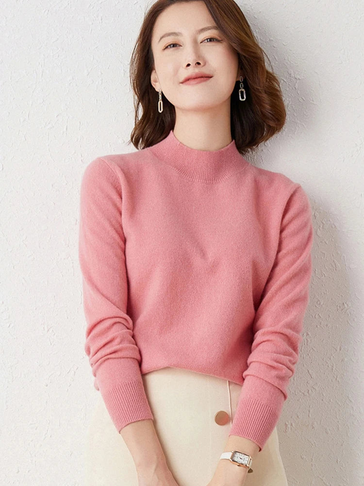 Women's cashmere touch high neck sweater