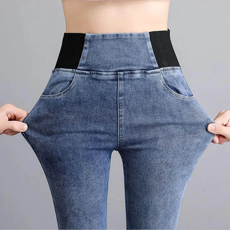 Damen Skinny Pencil Jeans hohe Taille schlanke Jeans Hose Stretch Leggings