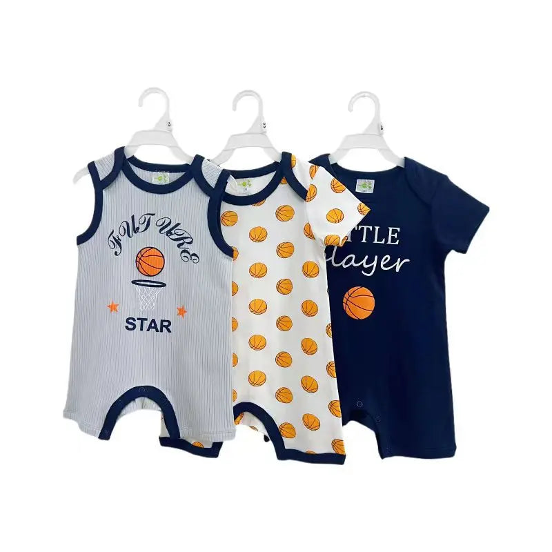 Little Maven Baby Jungen Strampler 3-teiliges Sommer Set Basketball Print