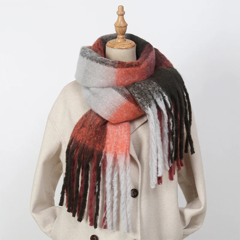 Warmer Kaschmir-Imitat Schal Langer Pashmina Foulard für Damen