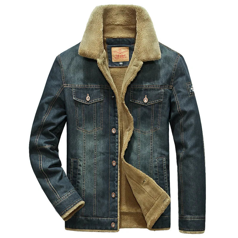 Veste en jean d'hiver épaisse et chaude pour homme, coupe-vent en polaire