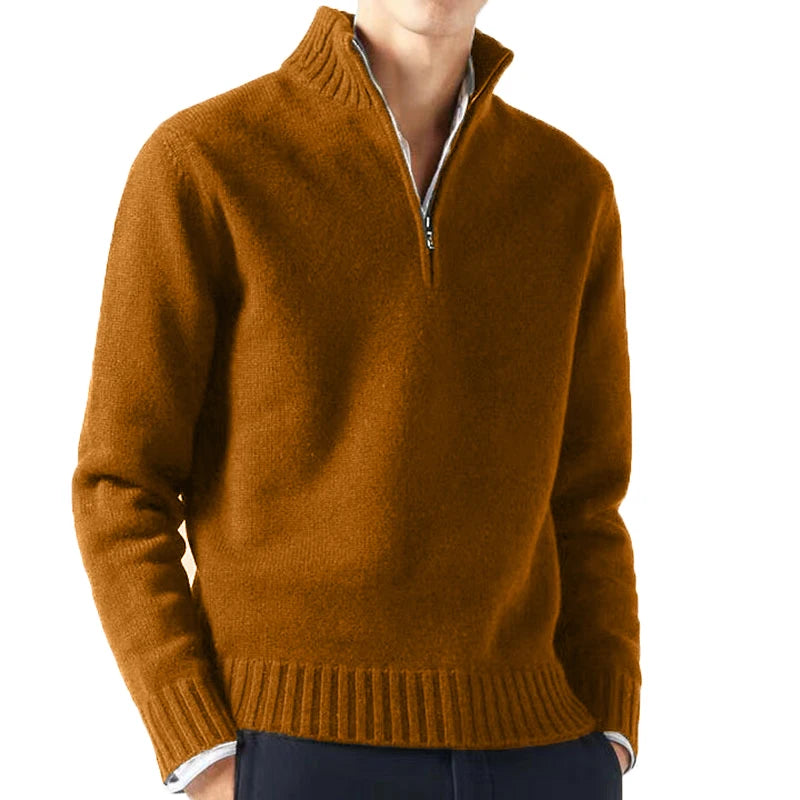 Herren Pullover mit Stehkragen einfarbig