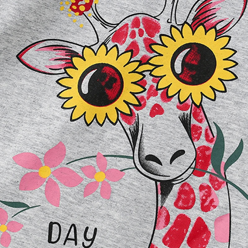 Little Maven Automne Printemps Bébé Filles Dessin Animé Girafe T-Shirts Hauts Legging Ensembles