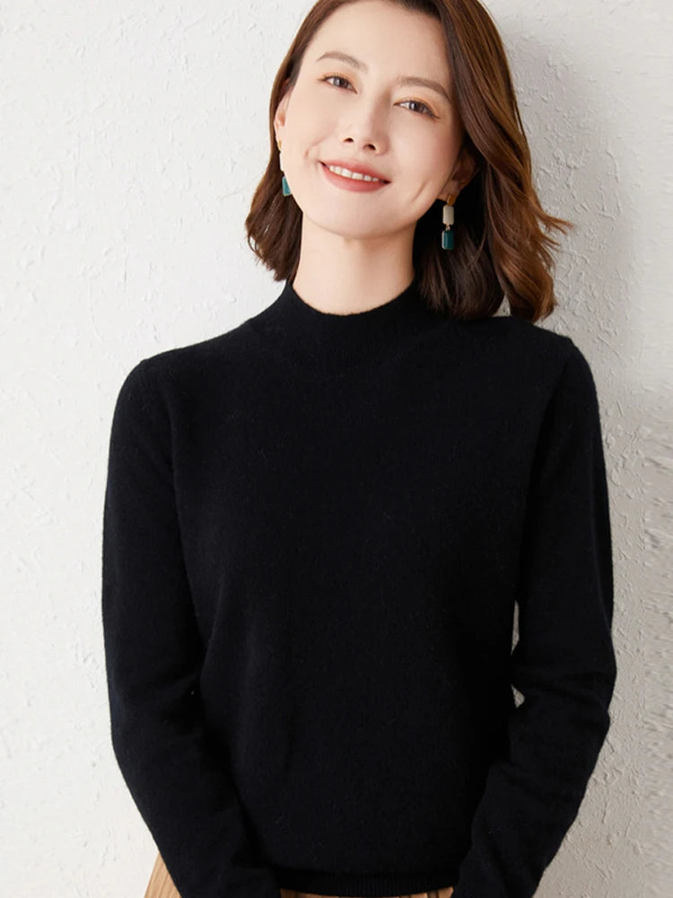 Women's cashmere touch high neck sweater
